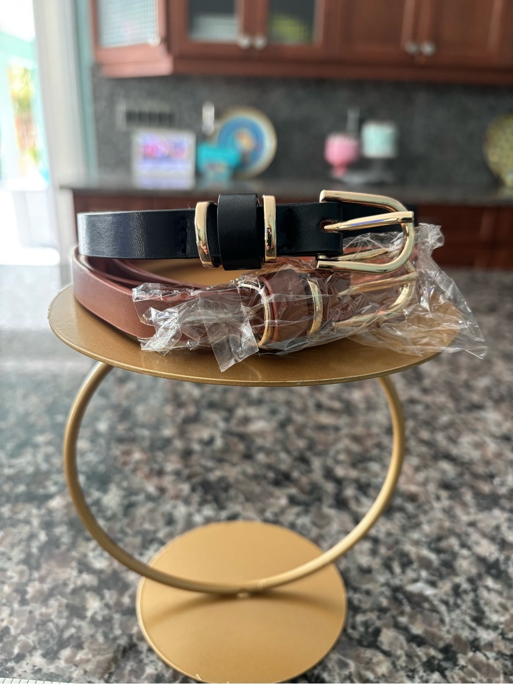 Classic Women's Leather Belt Set in Black and Brown